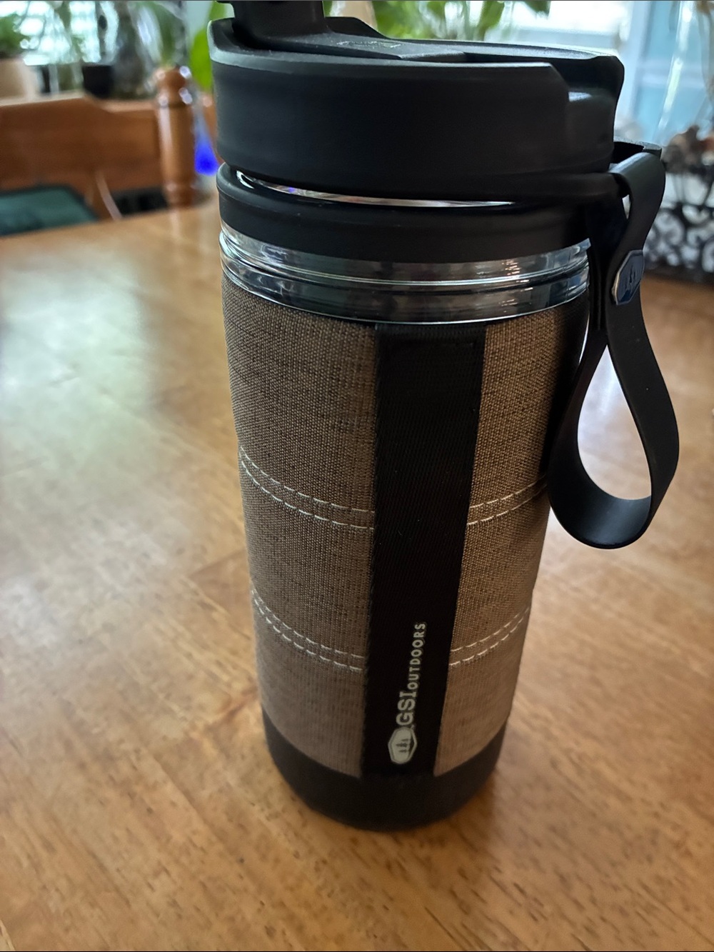 Brown Travel Mug Coffee Press with Carry Loop